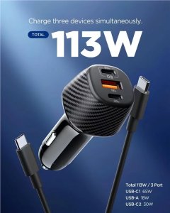 Spigen Essential 113W Car Charger EV1133, black 2