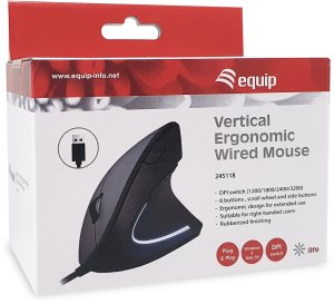Equip Ergonomische Maus USB-A Stecker L+R 1.80m schwarz 3