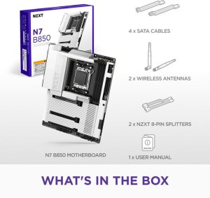 NZXT N7 B850 WiFi White DDR5 AM5 White Cover N7-B85XT-W1 3
