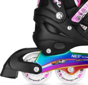 Rolki Nils Extreme NH10905 z wymienną płozą regulowane czarno-różowe r. 35-38 2