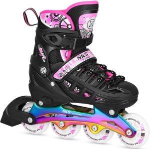 Rolki Nils Extreme NH10905 z wymienną płozą regulowane czarno-różowe r. 35-38 3