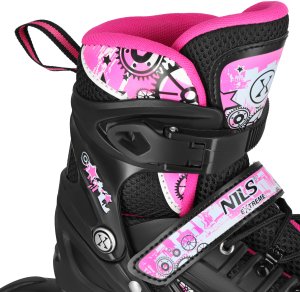 NH10905 4w1 ŁYŻWOROLKI LED RÓŻOWE Z WYM. PŁOZĄ HOKEJOWĄ RAINBOW ROZM. L(39-42) NILS EXTREME 7