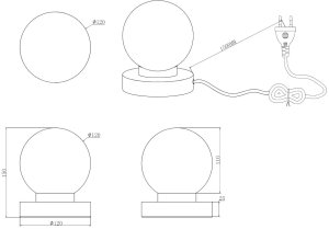 Lampa stołowa RL Light Lampka nocna Prinz R54011001 RL Light kula bańka ball srebrna biała 7