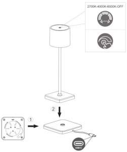 Nocna lampka Fernandez R54096677 LED 6W 2700-600K szara 11