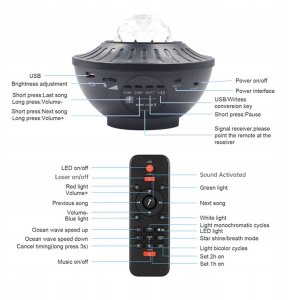 PROJEKTOR GWIAZD STAR LED USB LAMPKA NOCNA PREZENT 14