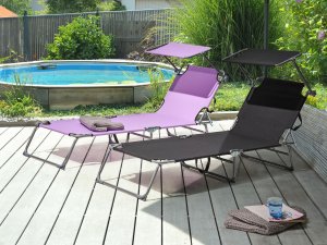 Leżak ogrodowy FOLIGNO Rozkładany Metal Czarny 2