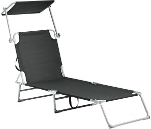 Leżak ogrodowy FOLIGNO Rozkładany Metal Czarny 4