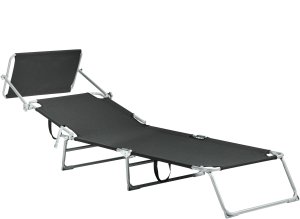 Leżak ogrodowy FOLIGNO Rozkładany Metal Czarny 5