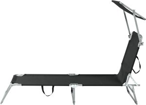 Leżak ogrodowy FOLIGNO Rozkładany Metal Czarny 6
