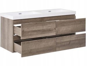 Szafka łazienkowa wisząca z podwójną umywalką VIEDMA 120 cm 52 cm Beżowoszary 4