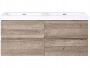 Szafka łazienkowa wisząca z podwójną umywalką VIEDMA 120 cm 52 cm Beżowoszary 5