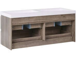 Szafka łazienkowa wisząca z podwójną umywalką VIEDMA 120 cm 52 cm Beżowoszary 6