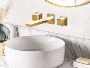 Bateria umywalkowa Beliani Bateria umywalkowa podtynkowa PAILON Mosiądz Złoty 2