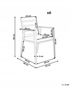 Zestaw 6 krzeseł ogrodowych z poduszkami TAVIANO Metal Szary 3