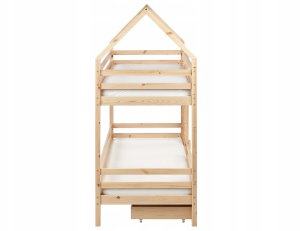 Łóżko piętrowe z szufladami Domek Drewno sosnowe GIRGOLS 90 x 200 cm ze schowkiem Jasnobrązowy 6