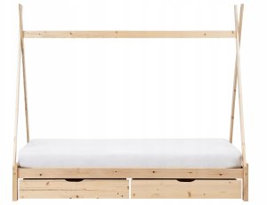 Łóżko dziecięce z szufladami Tipi Drewno sosnowe DEVAY 90 x 200 cm Jasnobrązowy 4