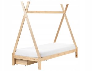 Łóżko dziecięce z szufladami Tipi Drewno sosnowe DEVAY 90 x 200 cm Jasnobrązowy 6