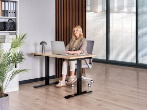 Biurko Beliani Destines Czarno-Beżowe 120 cm x 60 cm 2