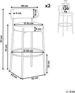 Zestaw 2 krzeseł barowych ALLISON Boucle Jasnobeżowy 3