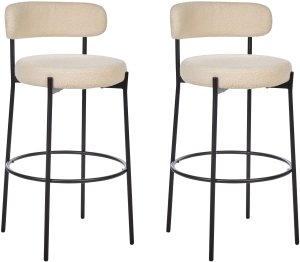 Zestaw 2 krzeseł barowych ALLISON Boucle Jasnobeżowy 4