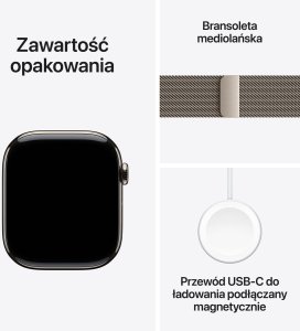 Smartwatch Apple Watch 11 GPS + Cellular 42mm Natural Titanium Milanese Loop Szary (MF8P4ZR/A) 8