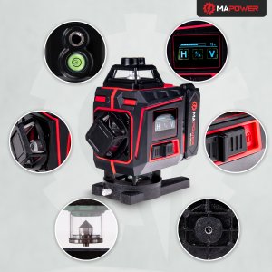 LASER KRZYŻOWY POZIOMICA LASEROWA 360 PŁASZCZYZNOWA LASER ZIELONY MAPOWER 10