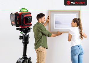 POZIOMICA LASEROWA LASER KRZYŻOWY 360 4D ZIELONY ELEKTRONICZNY KOMPENSATOR 4