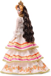 Lalka Barbie Mattel Signature Dia de Muertos 2025 - Lalka kolekcjonerska w kremowej zdobnej sukni (JBJ05) 3