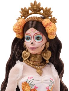 Lalka Barbie Mattel Signature Dia de Muertos 2025 - Lalka kolekcjonerska w kremowej zdobnej sukni (JBJ05) 5