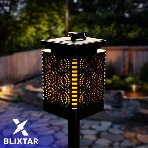 BLIXTAR Lampa Solarna 3w1 Ogrodowa LED, Lampion, Pochodnia Efekt Płomienia Latarnia 10