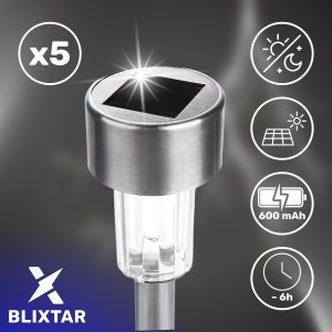 Blixstar BLIXTAR Lampa Solarna Ogrodowa Zewnętrzna Wbijany Słupek LED Lampka na Balkon 5 szt 3