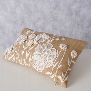 Poduszka dekoracyjna wyszywana MARIELLE w kwiatki, 49 x 29,3 cm 2