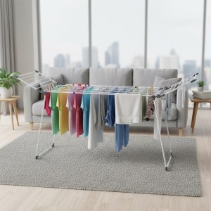 Stojąca suszarka na pranie odzież bieliznę składana balkonowa mocna rozsuwana XXL 3
