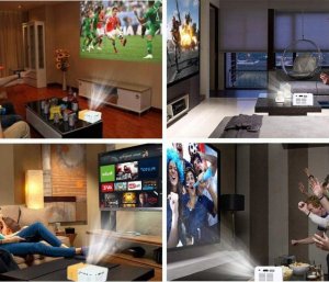 PRZENOŚNY MINI RZUTNIK PROJEKTOR LED FULL HD LAPTOPA TABLETA ZESTAW + PILOT 7