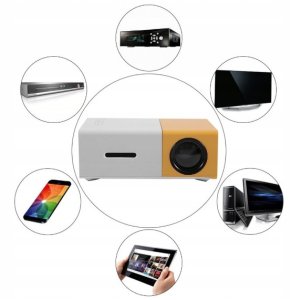 PRZENOŚNY MINI RZUTNIK PROJEKTOR LED FULL HD LAPTOPA TABLETA ZESTAW + PILOT 8
