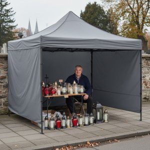 Springos Namiot handlowy 3x3 m pawilon targowy ekspresowy na imprezy, catering szary UNIWERSALNY 2