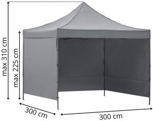 Springos Namiot handlowy 3x3 m pawilon targowy ekspresowy na imprezy, catering szary UNIWERSALNY 30