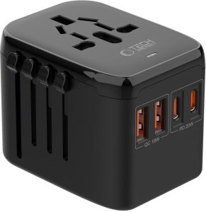 Adapter podróżny Tech-Protect TA200 Travel Adapter EU / UK / US / AU 2xUSB-A, 2xUSB-C Black 3