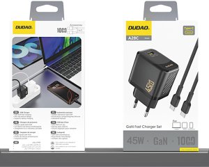 Ładowarka sieciowa Dudao A28C 45W GaN + kabel USB-C - czarna 3
