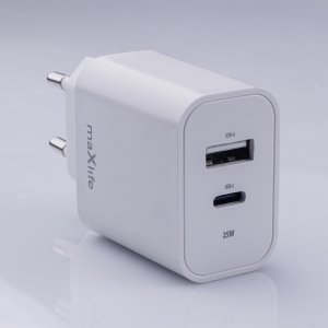 Maxlife ładowarka sieciowa PD QC MXTC-06-25AC 1x USB-C 1x USB 25W biała 3