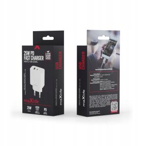 Maxlife ładowarka sieciowa PD QC MXTC-06-25AC 1x USB-C 1x USB 25W biała 5