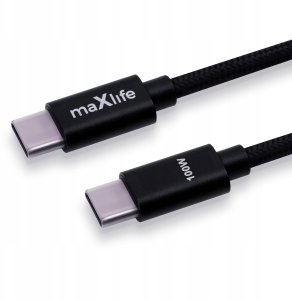 Maxlife kabel MXUC-12 USB-C - USB-C 1,0 m 100W czarny 2