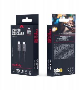 Maxlife kabel MXUC-12 USB-C - USB-C 1,0 m 100W czarny 4
