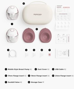 Momcozy M6 Double Electric Breast Pump, Red, 180ml 2