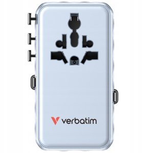 Verbatim Travel Adapter EU/UK/US GaN 1xUSB-C/1xUSB-A/2xUSB-C PD 70W blue 30187 3