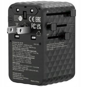 Verbatim Adapter podrozny EU/UK/US GaN 2xUSB-A/3xUSB-C PD 170W czarny 30190 4