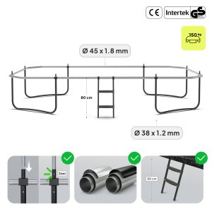 Trampolina ogrodowa Zipro Jump Pro Quadro z siatką wewnętrzną 427 x 244 cm 3