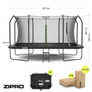 Trampolina ogrodowa Zipro Jump Pro Quadro z siatką wewnętrzną 427 x 244 cm 10