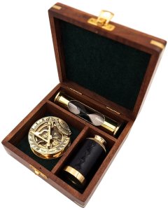 Zestaw Upominkowy Retro  Kompas, Luneta, Klepsydra w Pudełku Drewnianym - NC102365 2