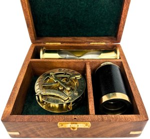 Zestaw Upominkowy Retro  Kompas, Luneta, Klepsydra w Pudełku Drewnianym - NC102365 3